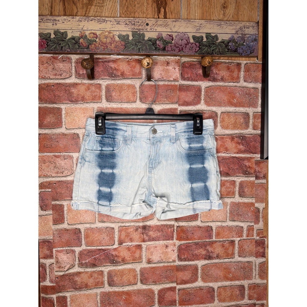 Old Navy Girls Denim Shorts Size 14 Light Wash Tie Dye Stripe Jean Shorts